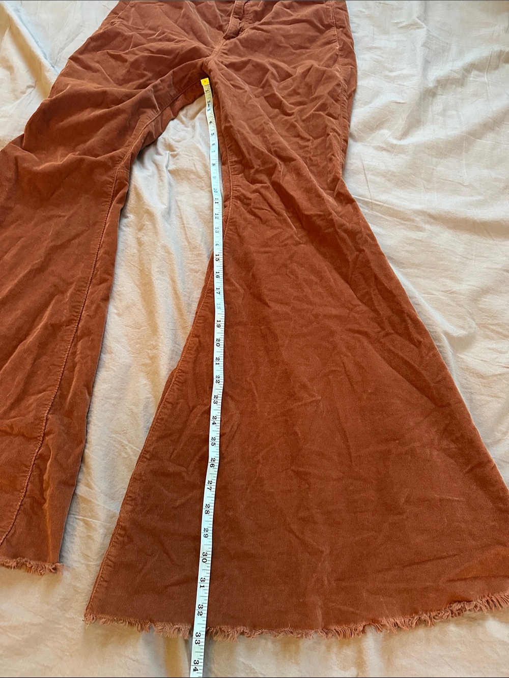 Free People Brown Orange Float On Corduroy Flare Pants - Picture 2 of 13
